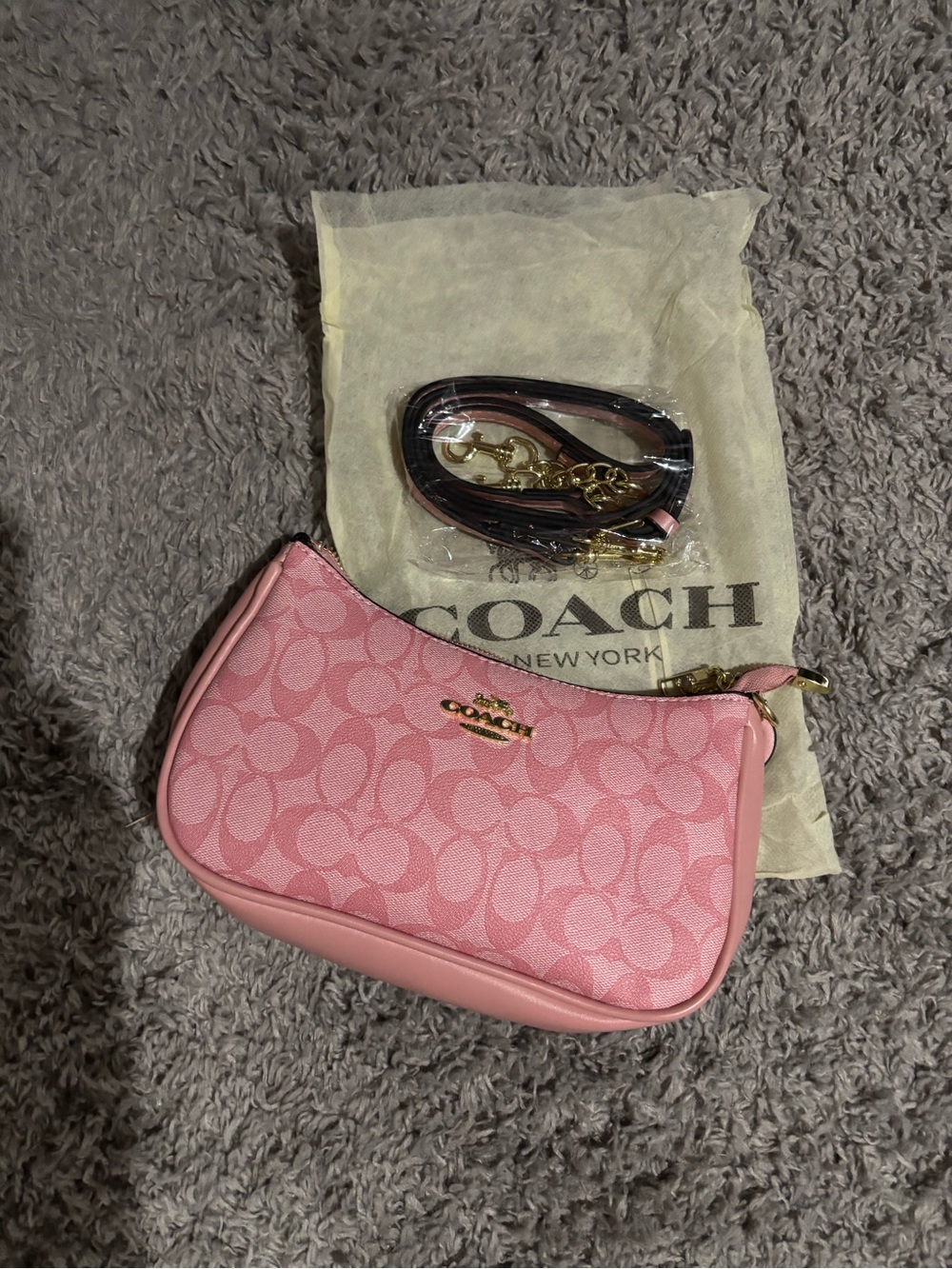 Pink designer shoulder bag